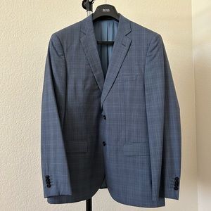 Hugo Boss Blue Plaid Suit Jacket